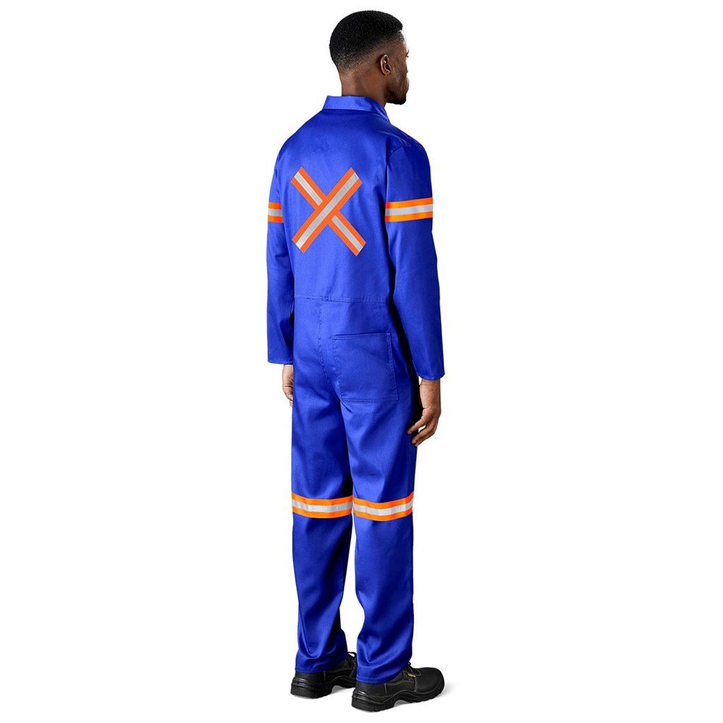 Safety Polycotton Boiler Suit - Reflective Arms Legs & Back - Orange Tape - Image 6