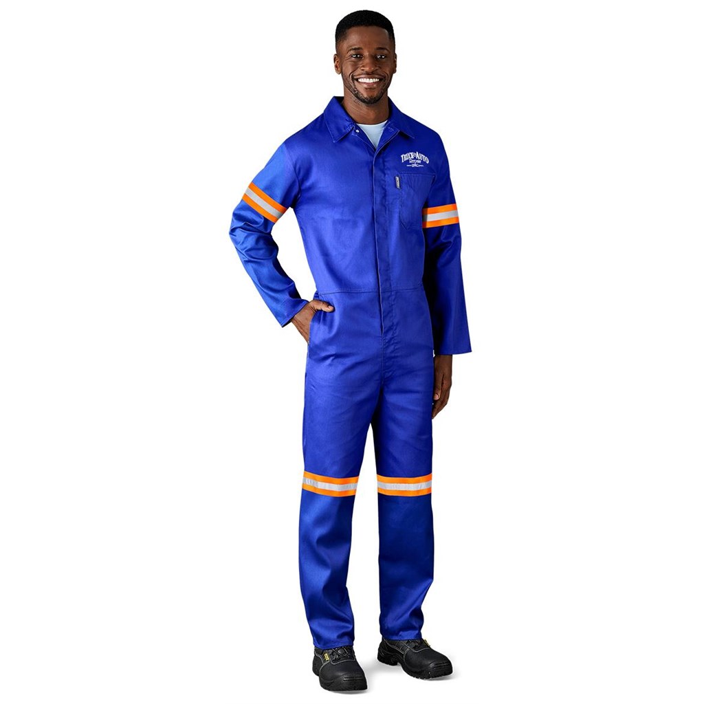 Safety Polycotton Boiler Suit - Reflective Arms Legs & Back - Orange Tape - Image 4