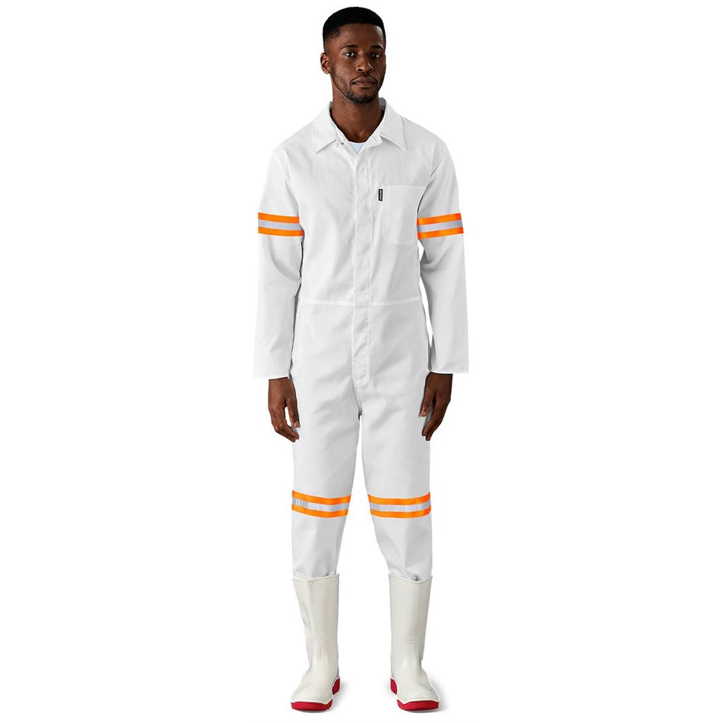 Safety Polycotton Boiler Suit - Reflective Arms Legs & Back - Orange Tape - Image 5