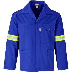 Site Premium Polycotton Jacket - Reflective Arms - Yellow Tape - Royal Blue