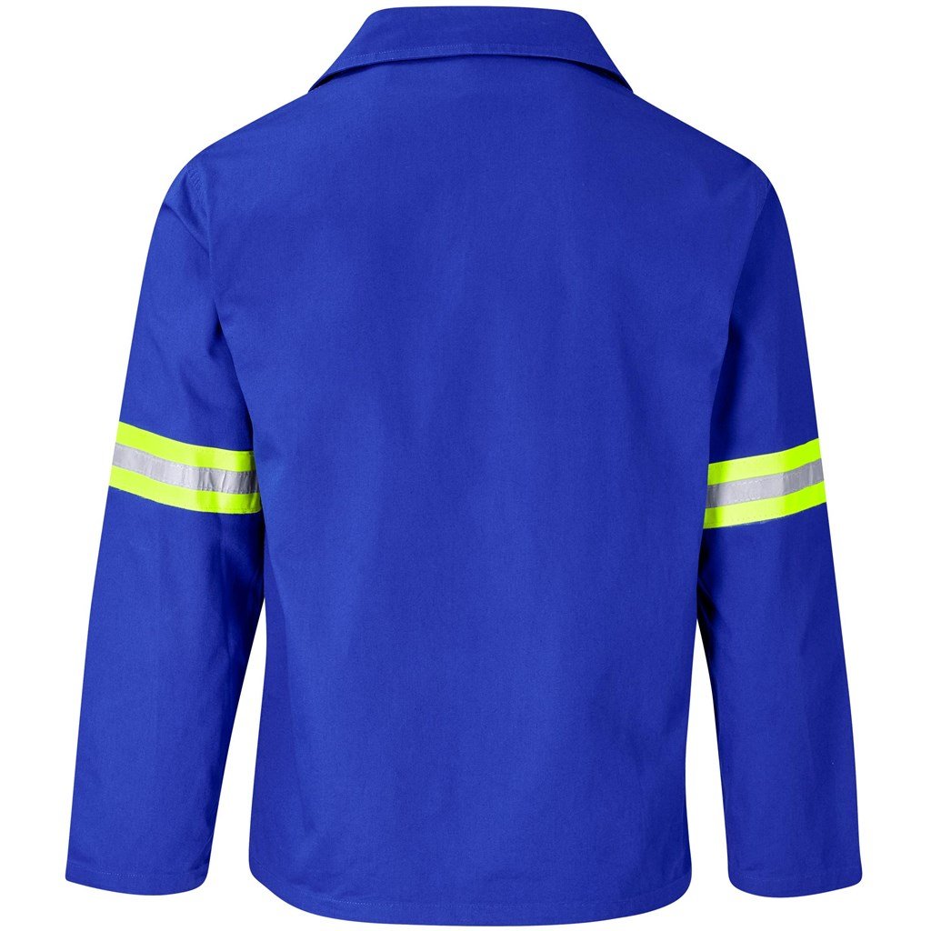 Artisan Premium 100% Cotton Jacket - Reflective Arms - Yellow Tape - Royal Blue - Image 3