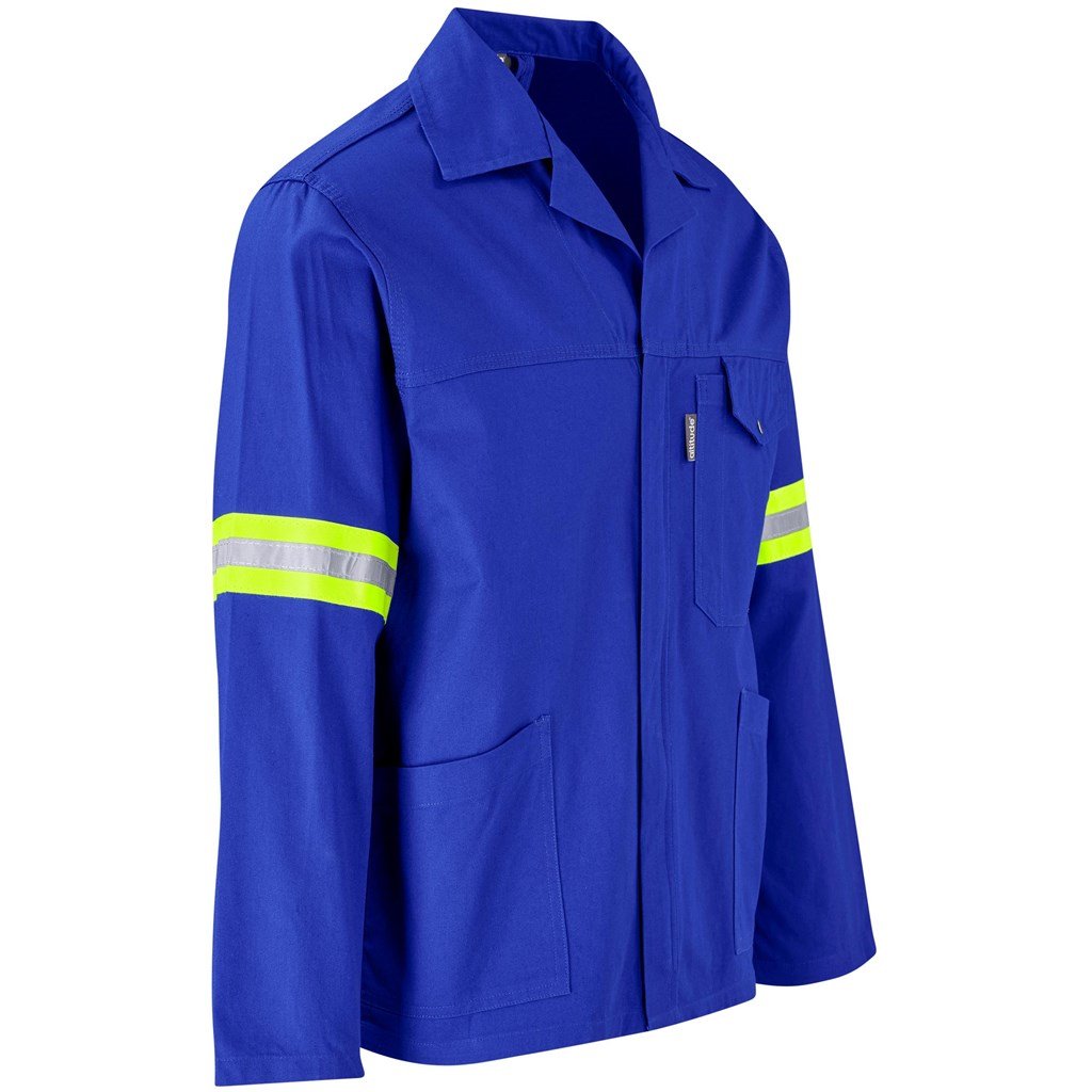 Artisan Premium 100% Cotton Jacket - Reflective Arms - Yellow Tape - Royal Blue