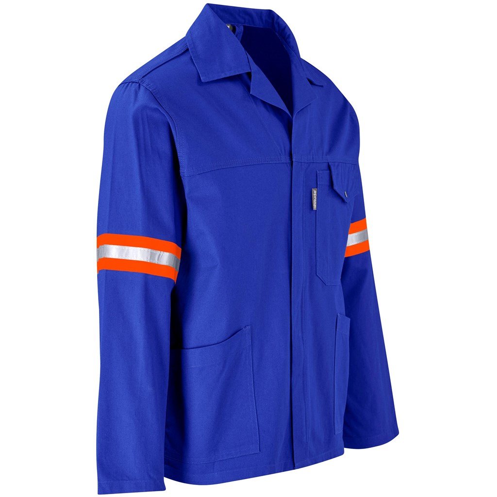 Artisan Premium 100% Cotton Jacket - Reflective Arms & Back - Orange Tape - Royal Blue