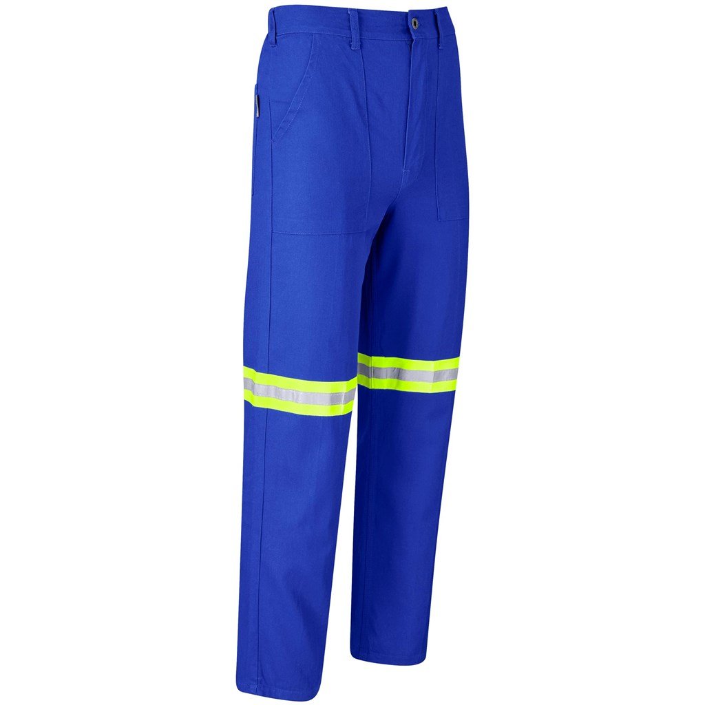 Artisan Premium 100% Cotton Pants - Reflective Legs - Yellow Tape - Royal Blue - Image 3