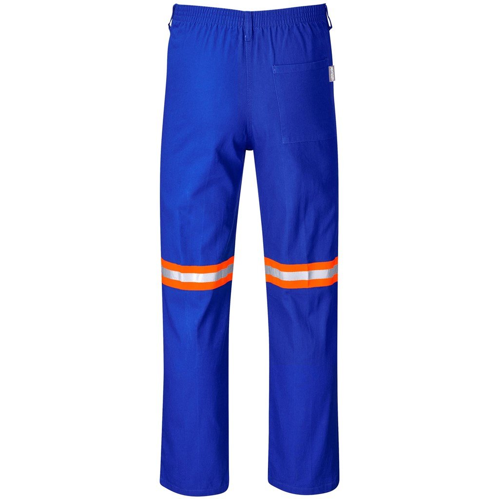 Artisan Premium 100% Cotton Pants - Reflective Legs - Orange Tape - Royal Blue - Image 3