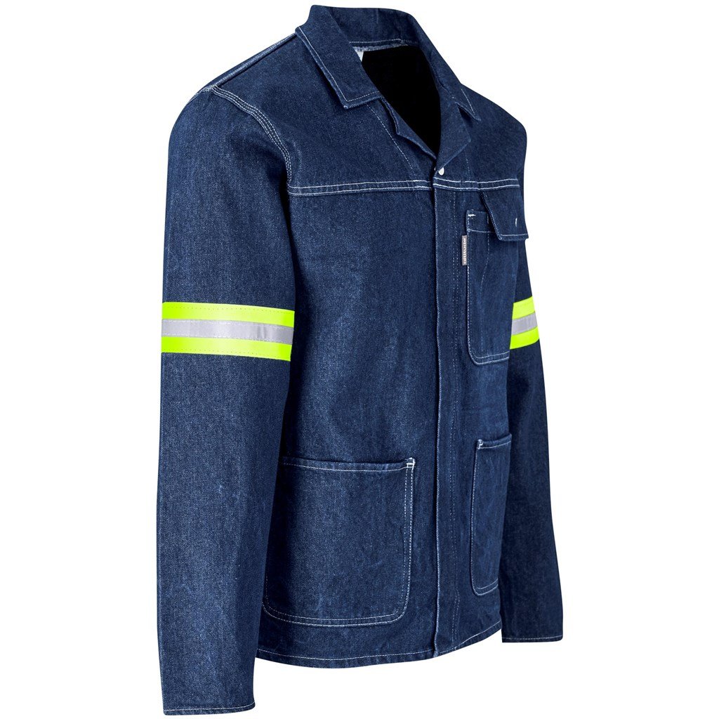Cast Premium 100% Cotton Denim Jacket - Reflective Arms - Yellow Tape - Image 13