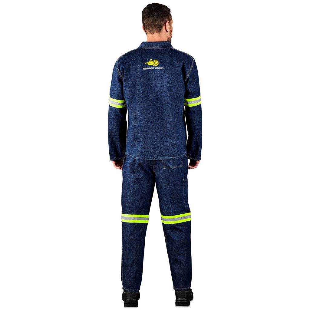 Cast Premium 100% Cotton Denim Jacket - Reflective Arms - Yellow Tape - Image 7