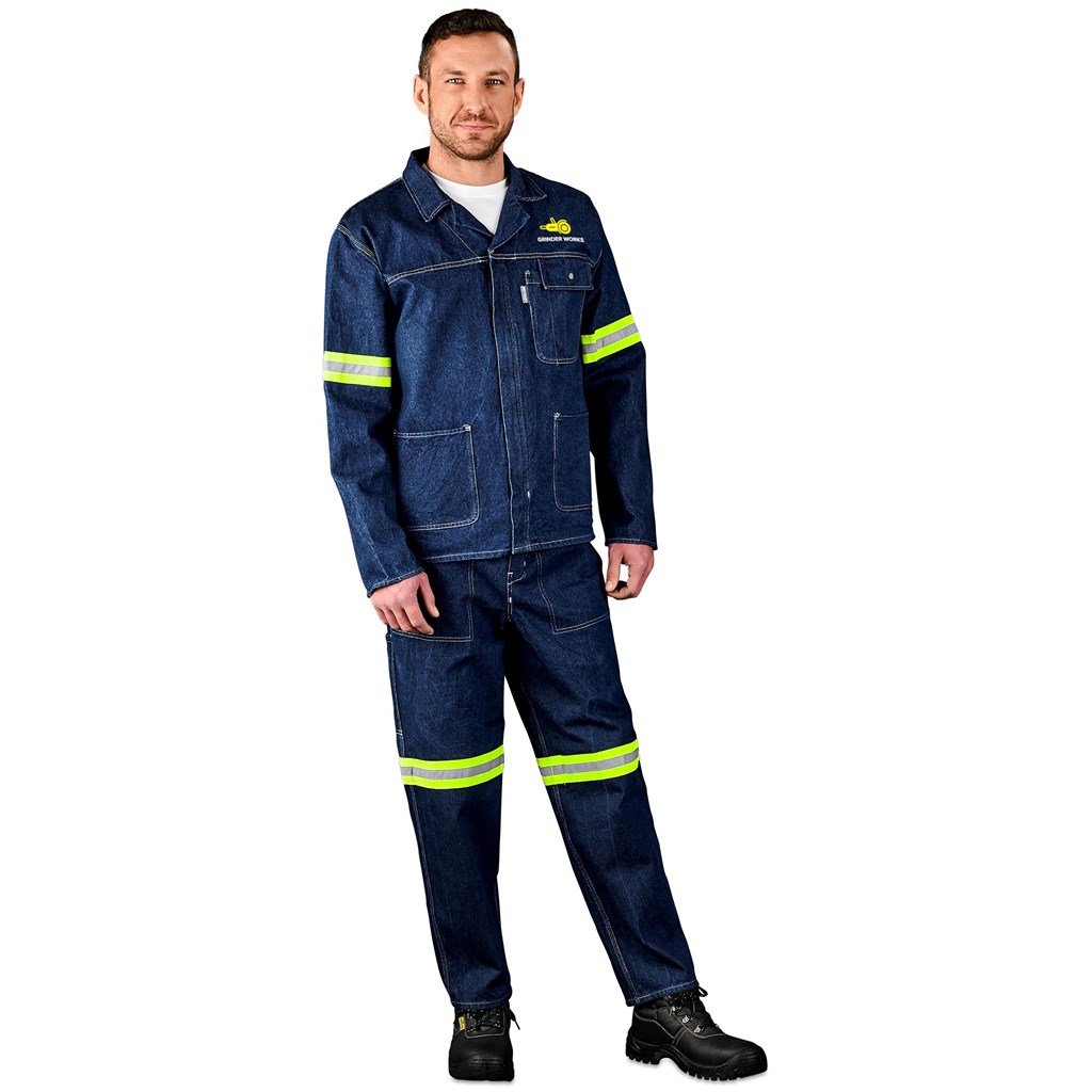 Cast Premium 100% Cotton Denim Jacket - Reflective Arms - Yellow Tape - Image 9