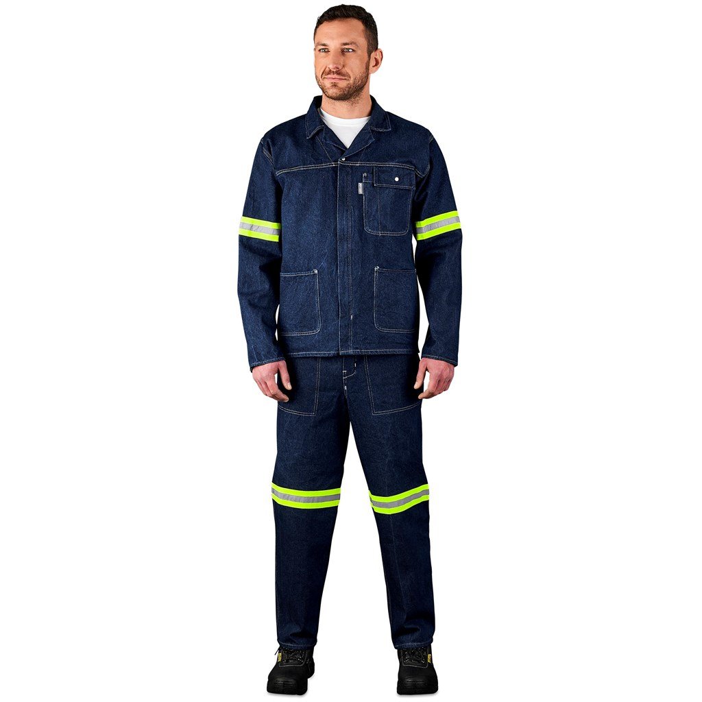 Cast Premium 100% Cotton Denim Jacket - Reflective Arms - Yellow Tape - Image 3
