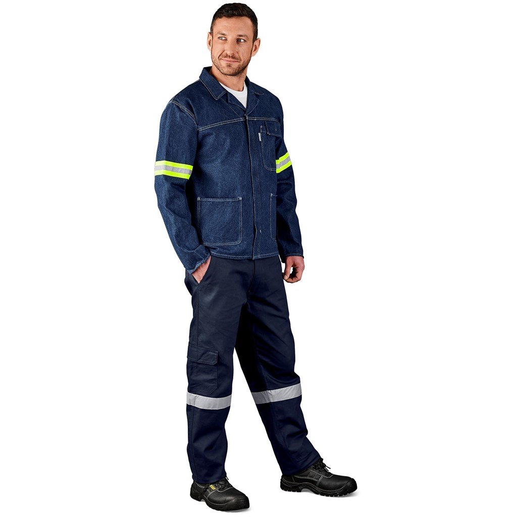 Cast Premium 100% Cotton Denim Jacket - Reflective Arms - Yellow Tape - Image 10