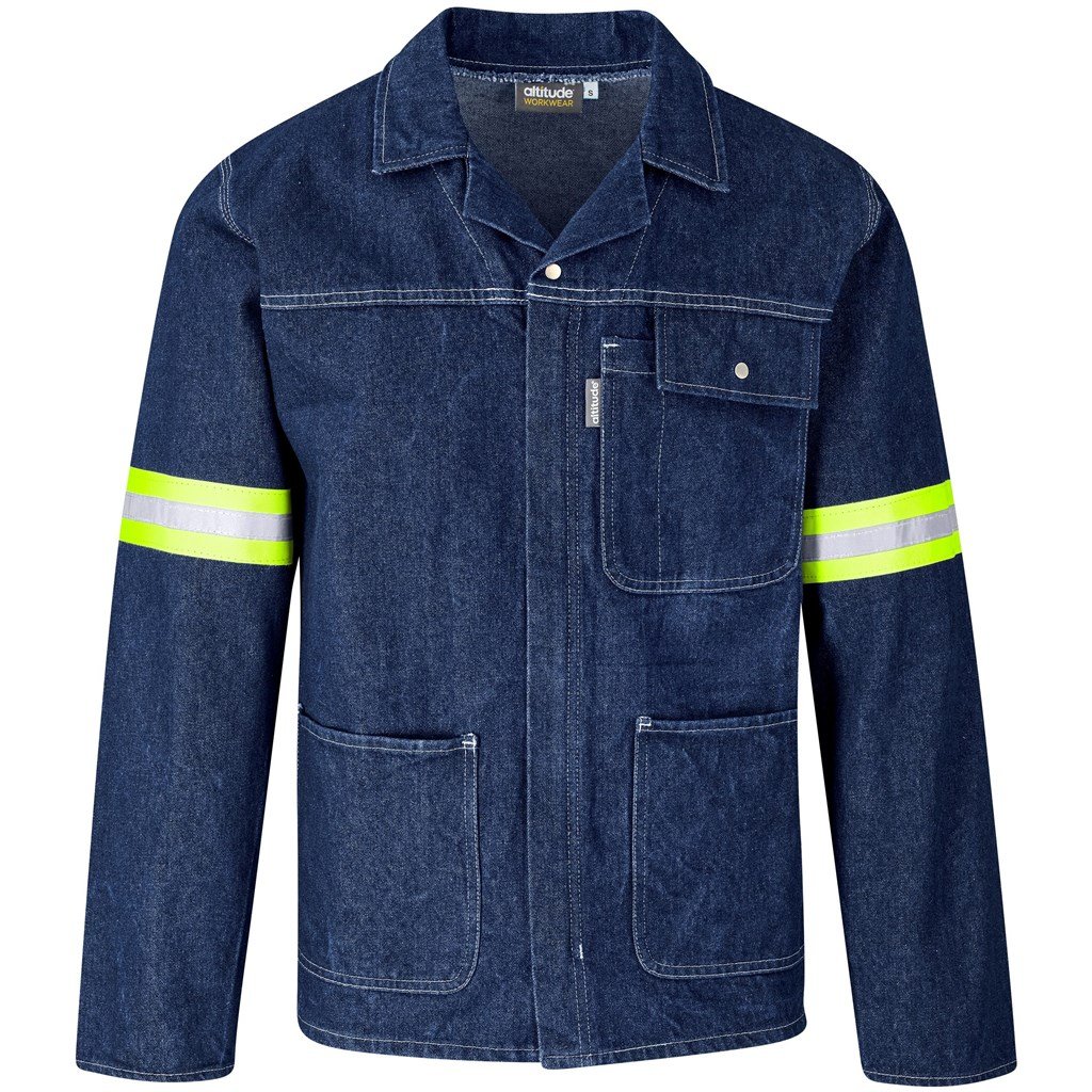 Cast Premium 100% Cotton Denim Jacket - Reflective Arms - Yellow Tape - Image 12