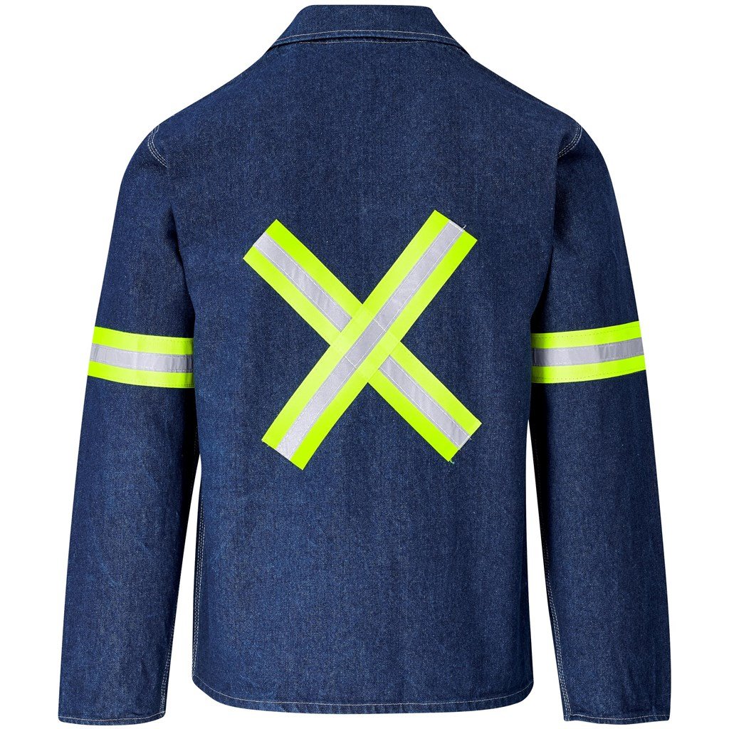 Cast Premium 100% Cotton Denim Jacket - Reflective Arms & Back - Yellow Tape - Image 14