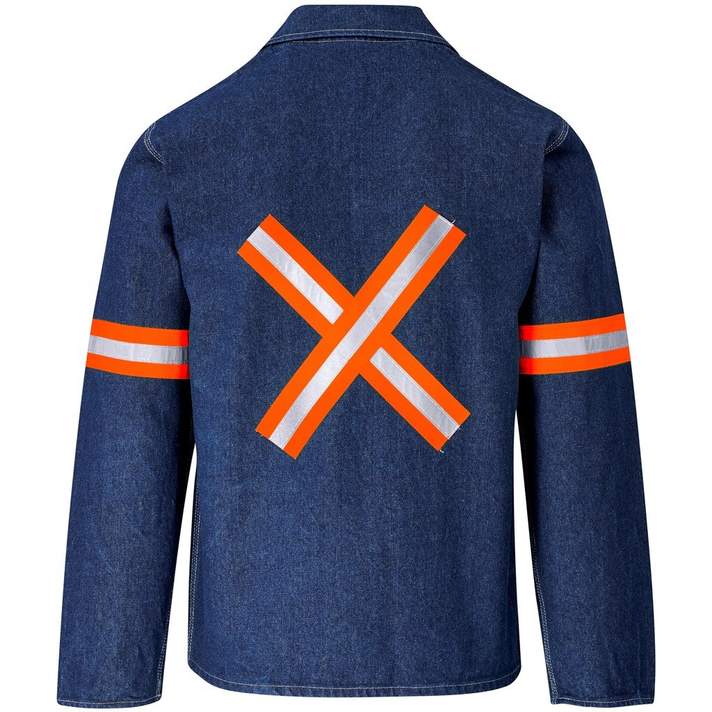 Cast Premium 100% Cotton Denim Jacket - Reflective Arms & Back - Orange Tape - Image 9