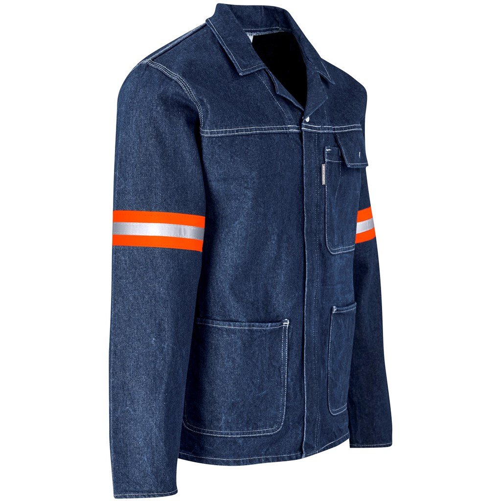 Cast Premium 100% Cotton Denim Jacket - Reflective Arms & Back - Orange Tape - Image 10