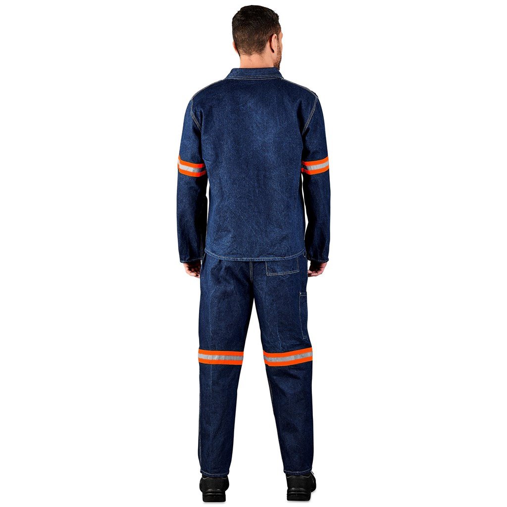 Cast Premium 100% Cotton Denim Pants - Reflective Legs - Orange Tape - Image 7