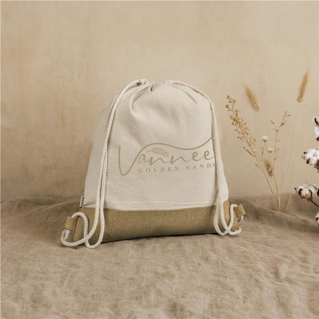 Okiyo Bijin Jute & Cotton Drawstring Bag - Image 3