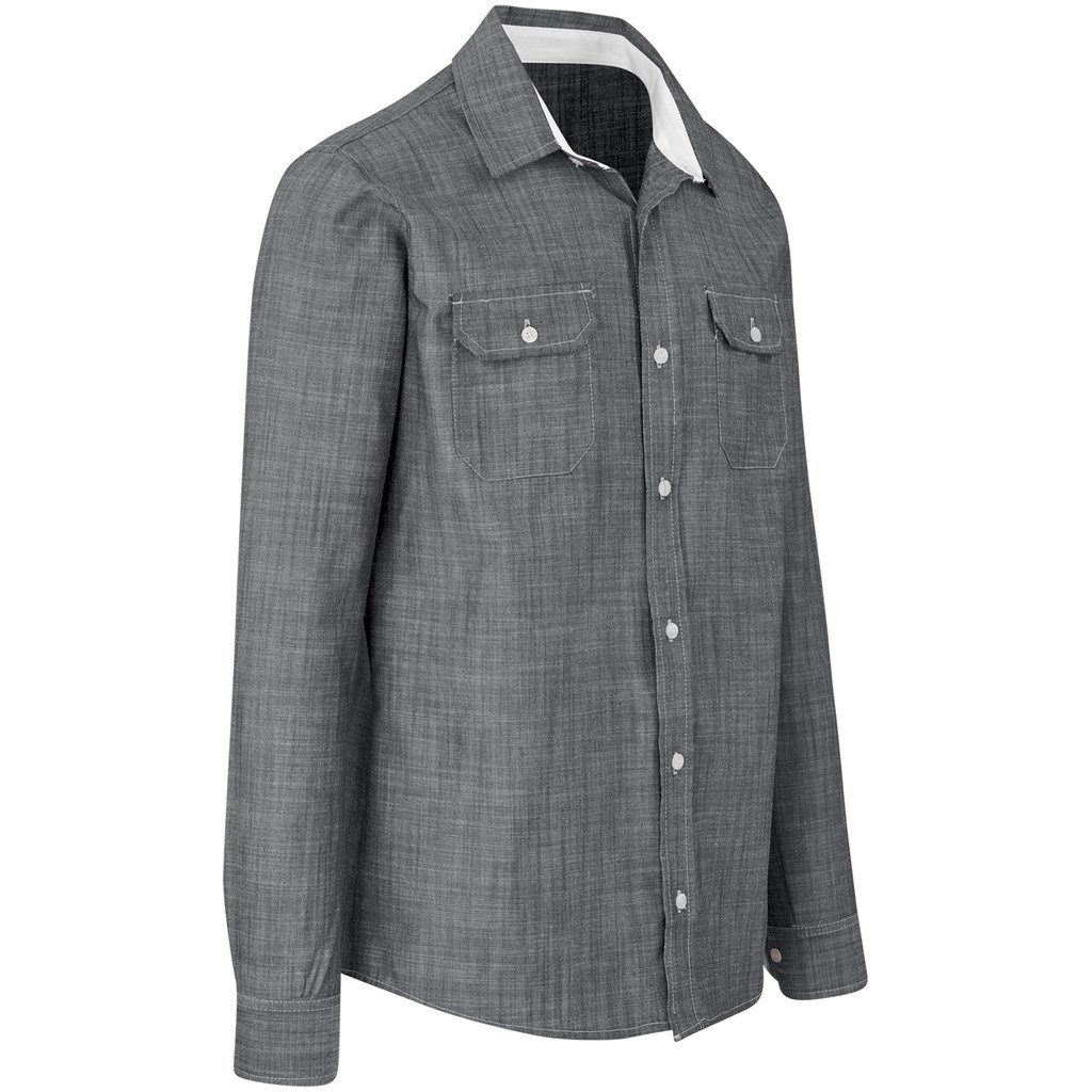 Mens Long Sleeve Windsor Shirt - Grey - Image 3