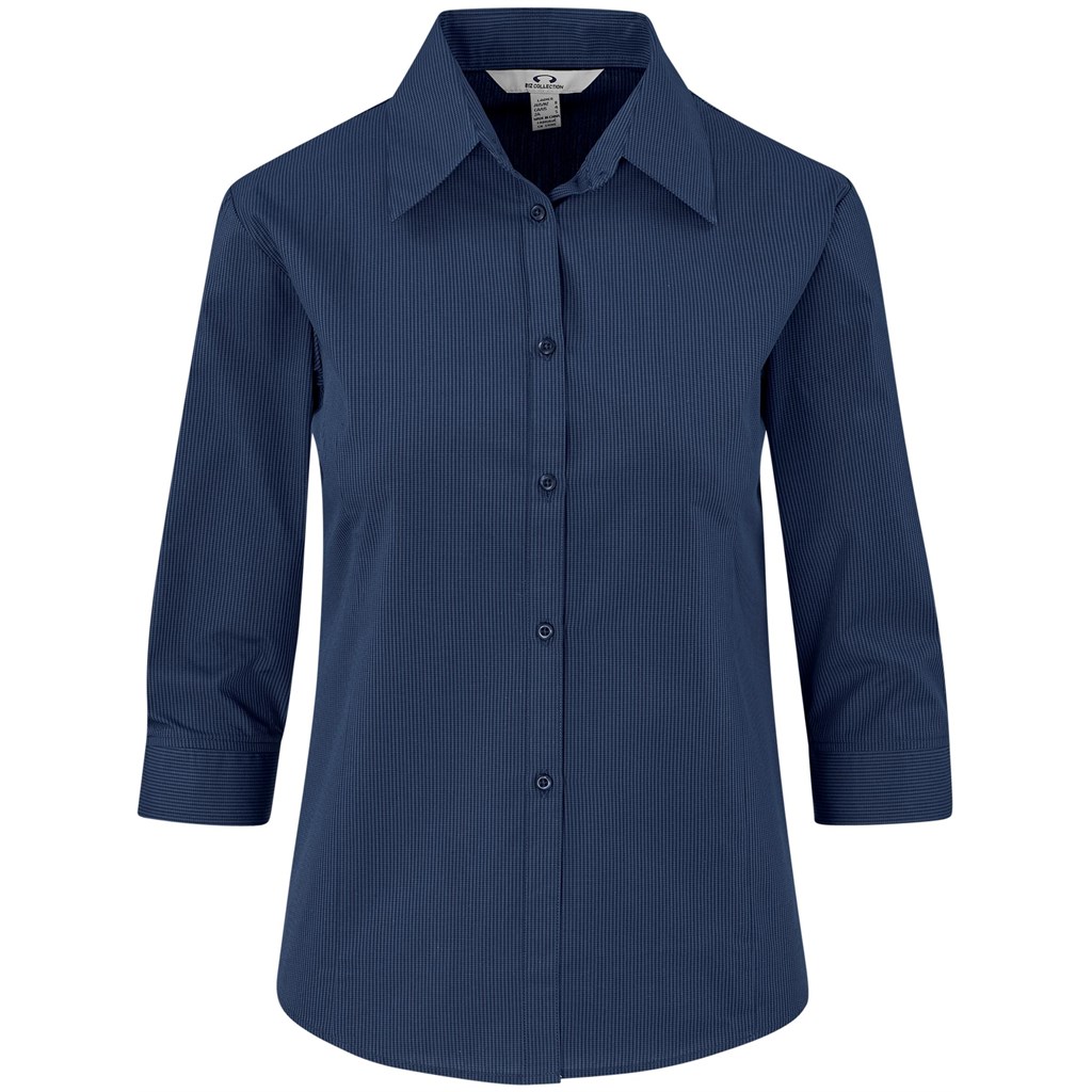 Ladies 3/4 Sleeve Micro Check Shirt - Image 5