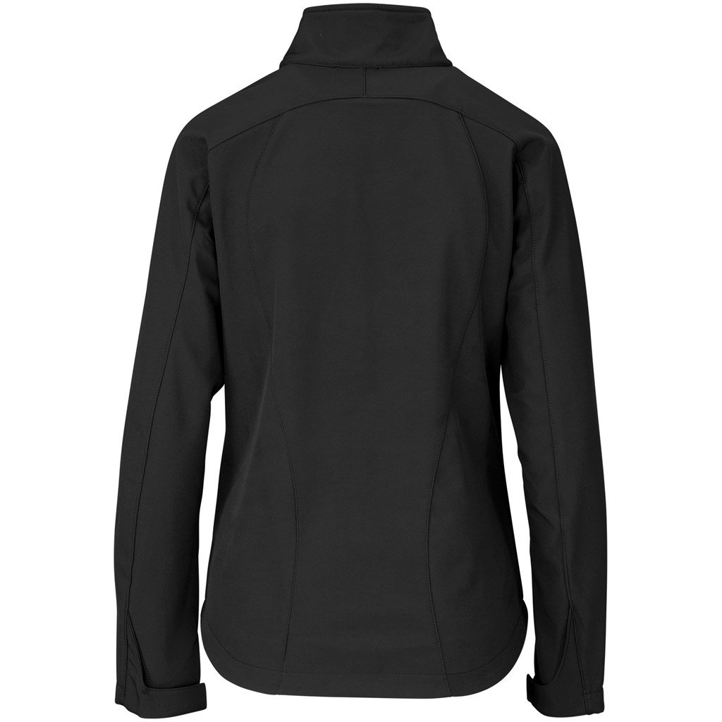 Ladies Geneva Softshell Jacket - Black Red - Image 3
