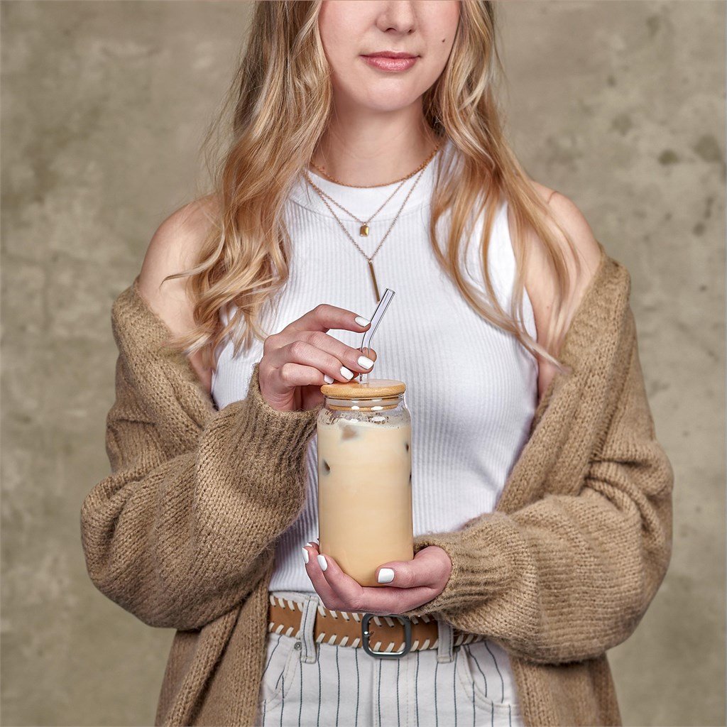 Okiyo Natsu Glass & Bamboo Tumbler & Straw - 500ml - Image 5