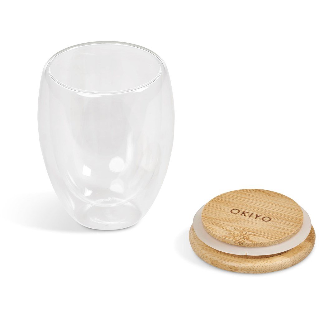 Okiyo Moco Glass & Bamboo Double-Wall Cup - 350ml - Image 9