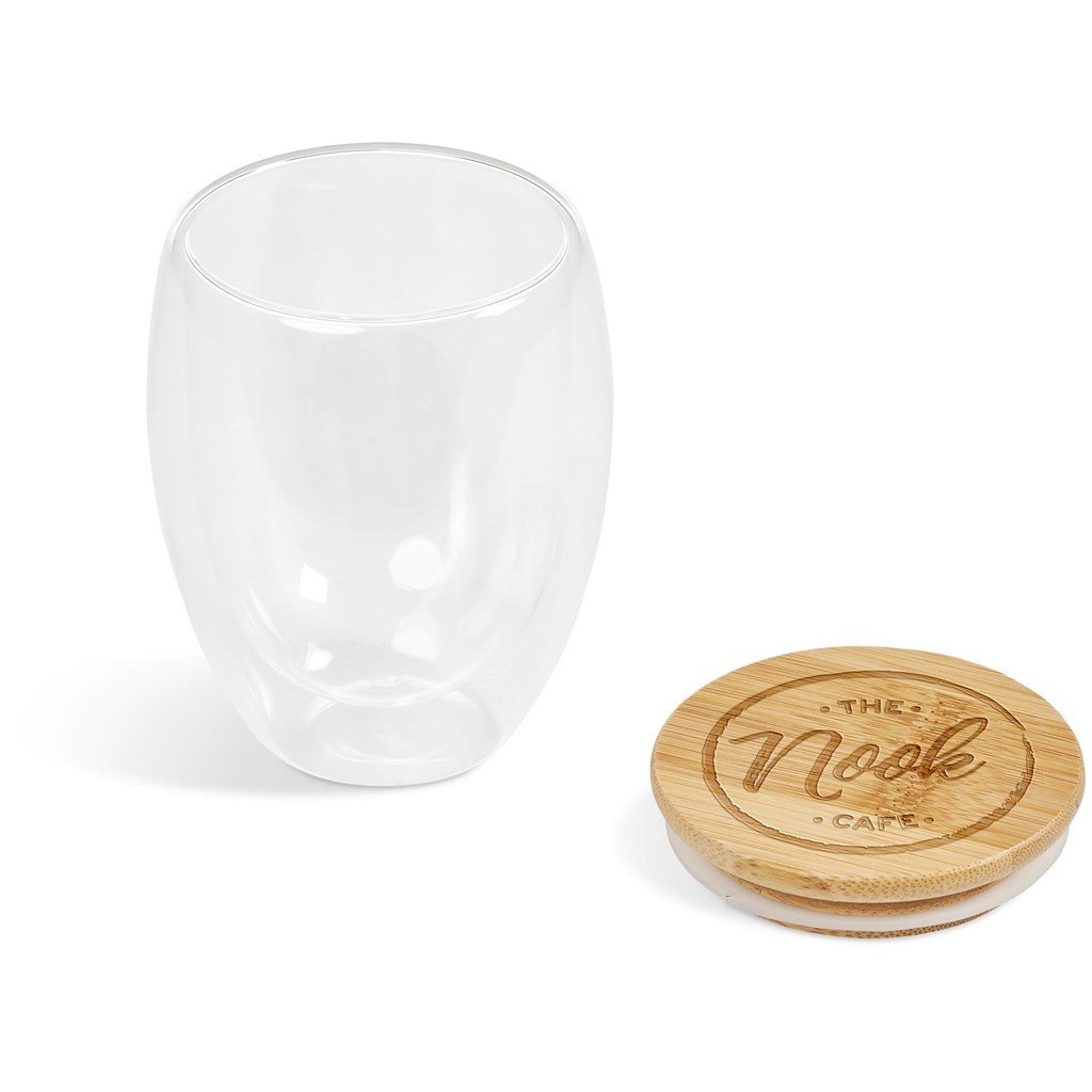 Okiyo Moco Glass & Bamboo Double-Wall Cup - 350ml - Image 3