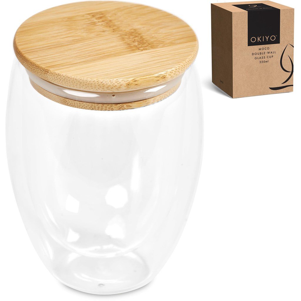 Okiyo Moco Glass & Bamboo Double-Wall Cup - 350ml - Image 6