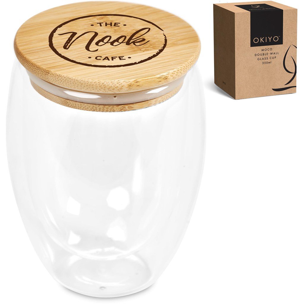 Okiyo Moco Glass & Bamboo Double-Wall Cup - 350ml - Image 5