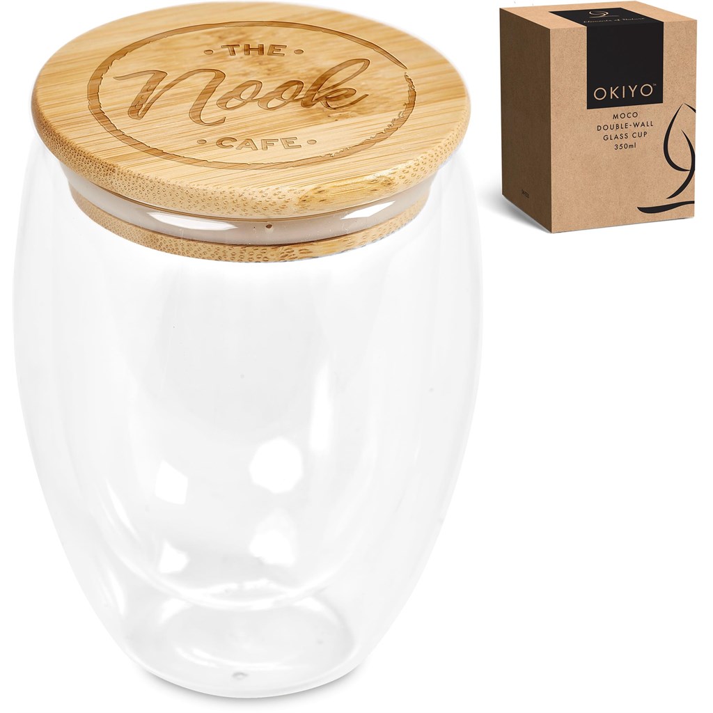 Okiyo Moco Glass & Bamboo Double-Wall Cup - 350ml - Image 4