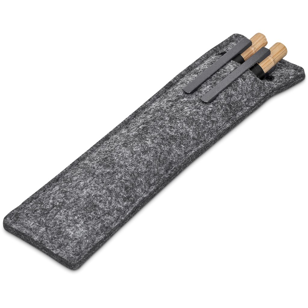 Okiyo Mimo Recycled Aluminum Ball Pen & Pencil Set - Black - Image 5