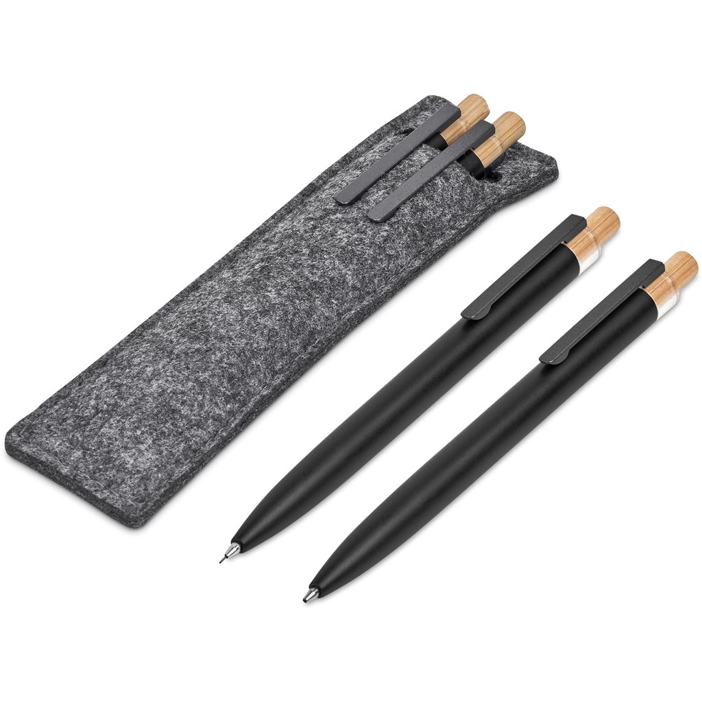 Okiyo Mimo Recycled Aluminum Ball Pen & Pencil Set - Black - Image 10