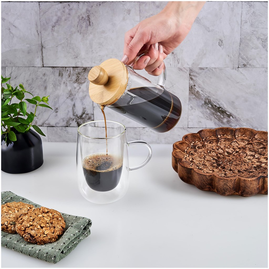 Okiyo Osu Glass & Bamboo Coffee Plunger - 350ml - Image 9