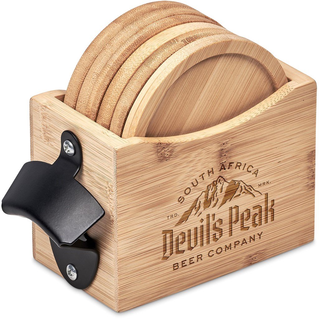 Okiyo Kanpai Bamboo Coaster & Bottle Opener Set - Image 10
