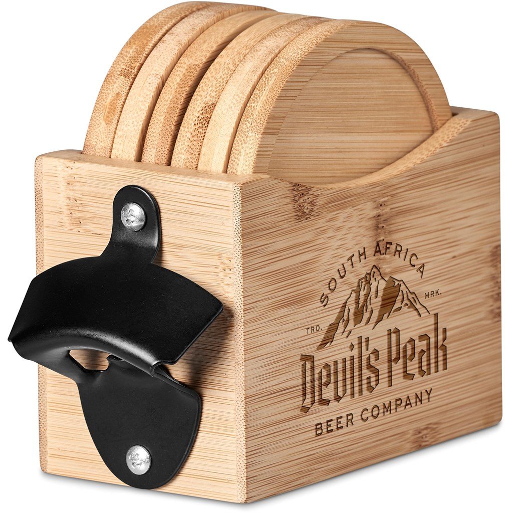 Okiyo Kanpai Bamboo Coaster & Bottle Opener Set - Image 8