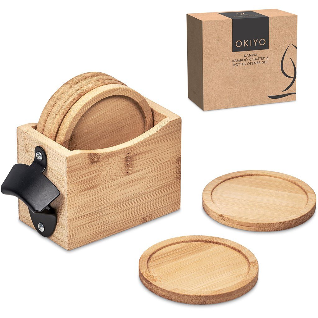 Okiyo Kanpai Bamboo Coaster & Bottle Opener Set - Image 20