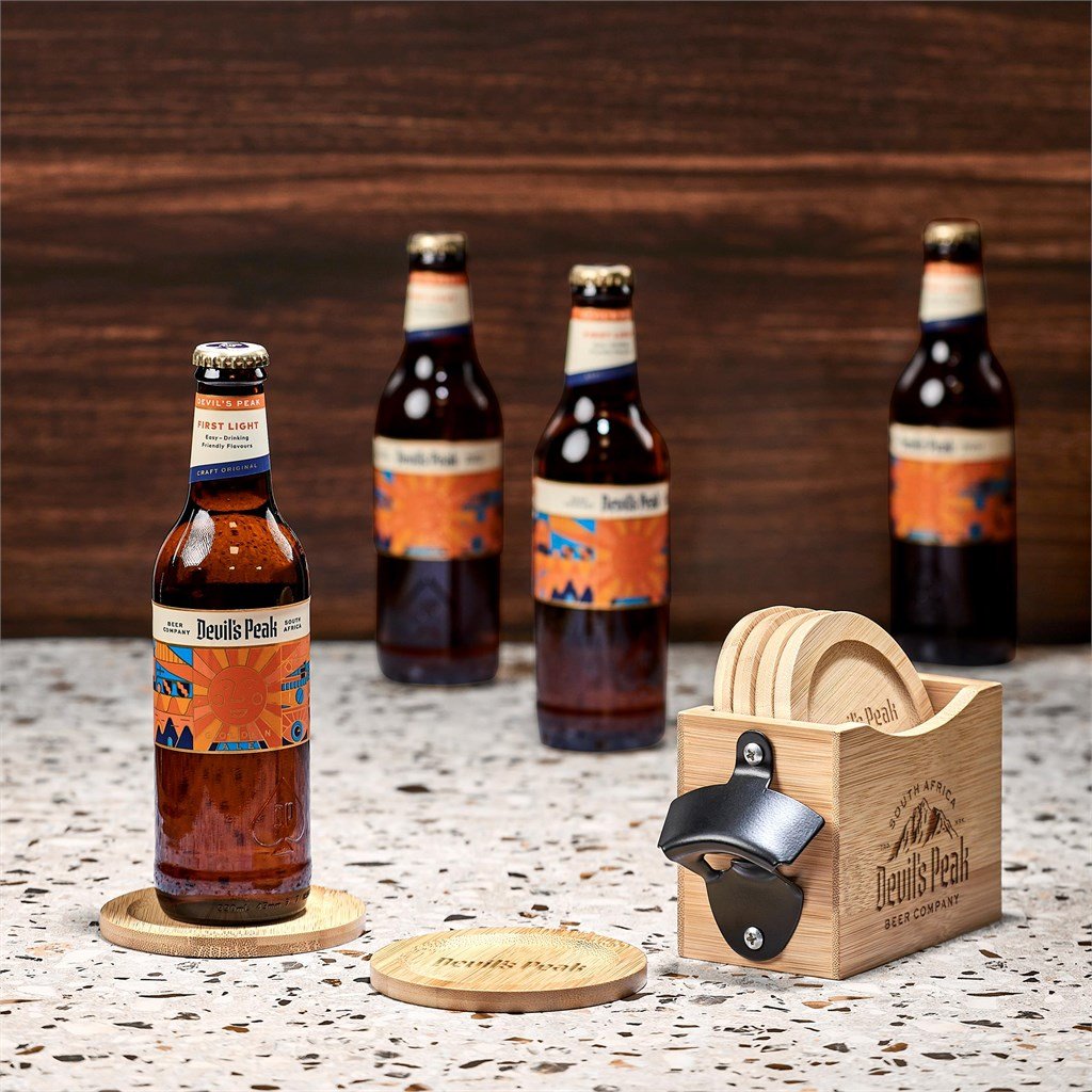 Okiyo Kanpai Bamboo Coaster & Bottle Opener Set - Image 12