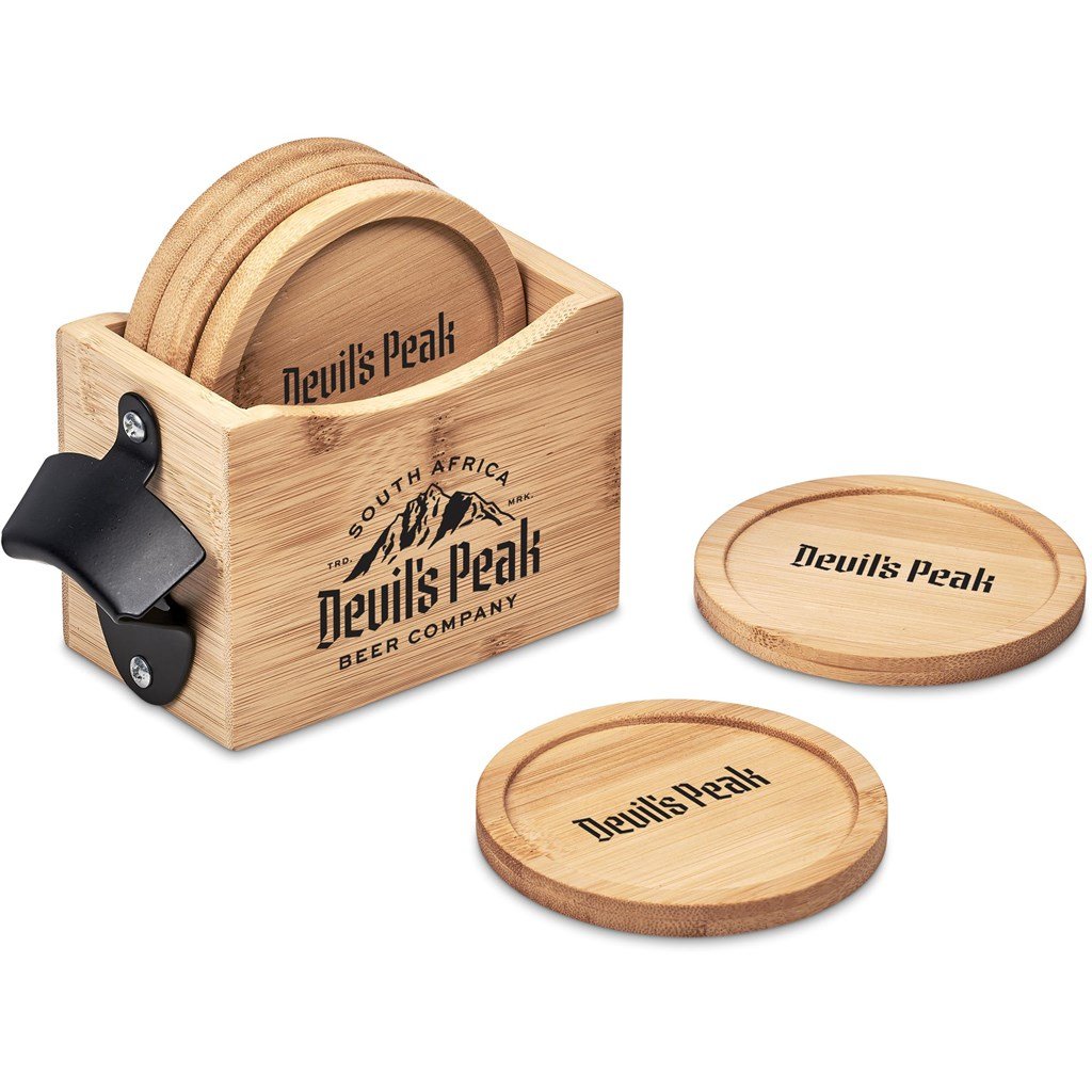Okiyo Kanpai Bamboo Coaster & Bottle Opener Set - Image 14