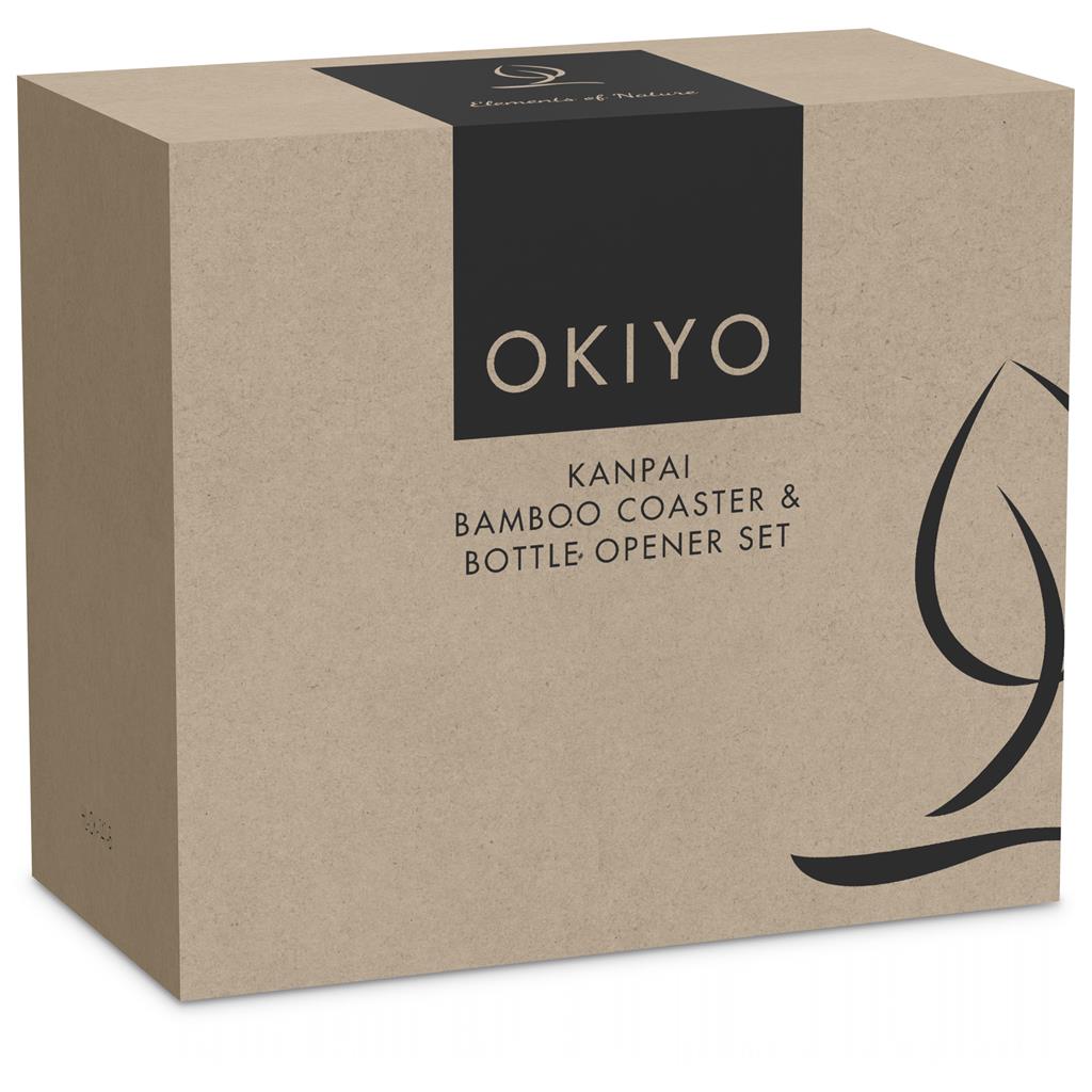 Okiyo Kanpai Bamboo Coaster & Bottle Opener Set - Image 13
