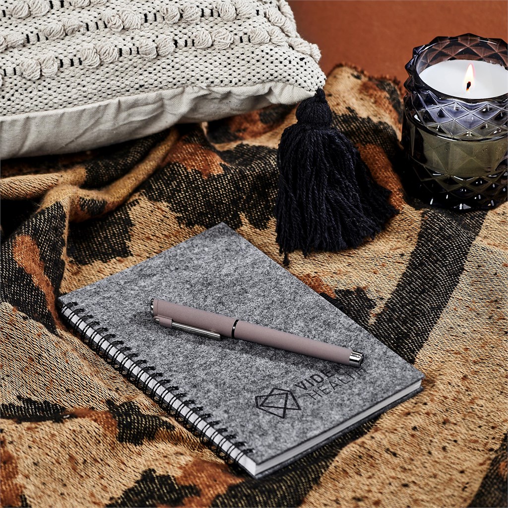 Okiyo Fuji Recycled PET Felt A5 Spiral Notebook - Image 3