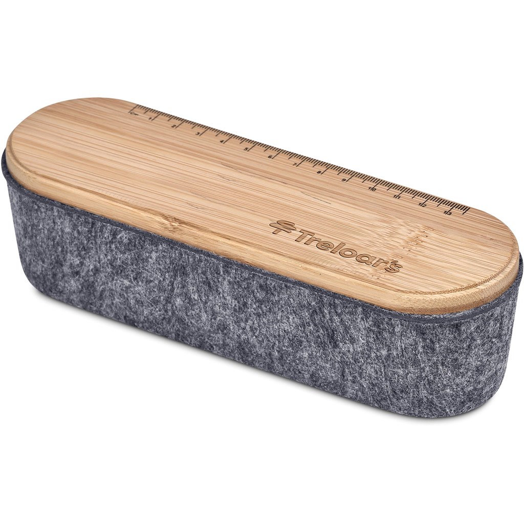 Okiyo Byoga Recycled PET Felt & Bamboo Stationery Case - Image 5