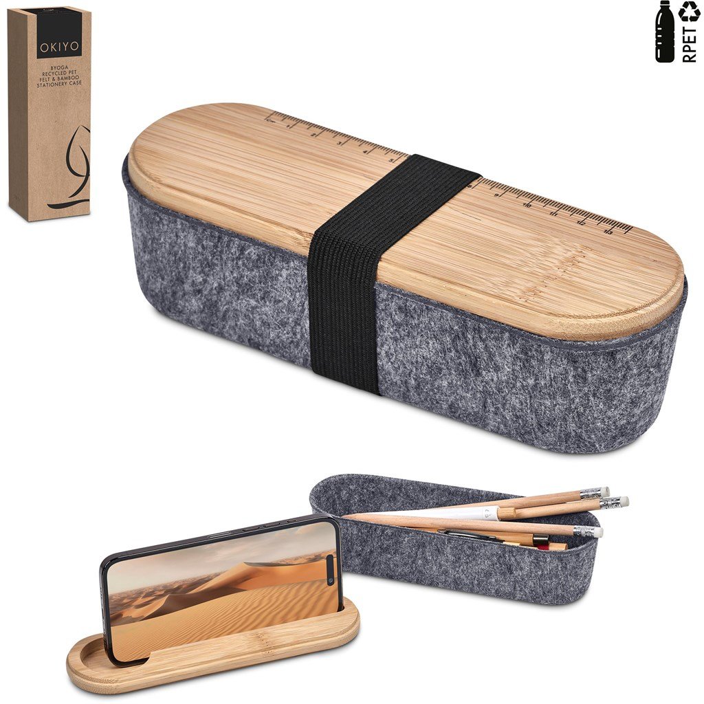 Okiyo Byoga Recycled PET Felt & Bamboo Stationery Case - Image 14