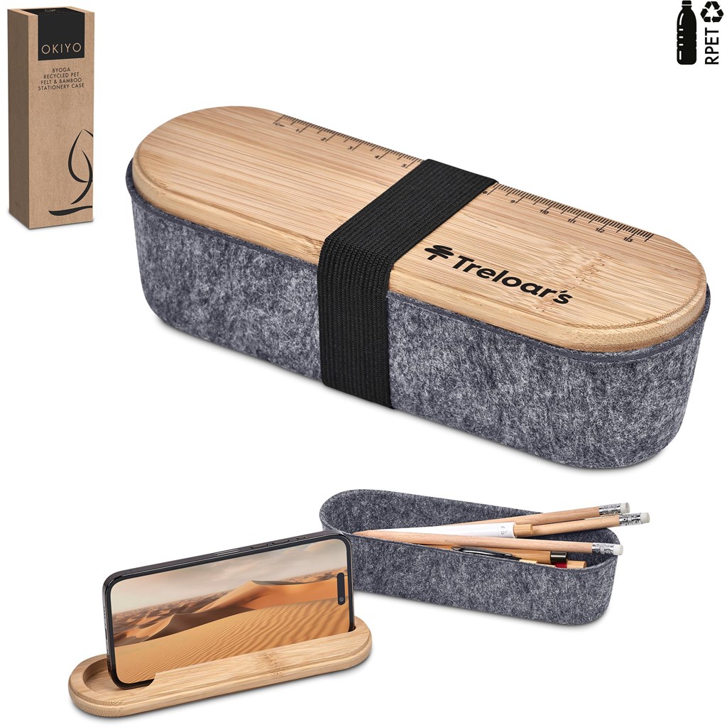 Okiyo Byoga Recycled PET Felt & Bamboo Stationery Case - Image 4