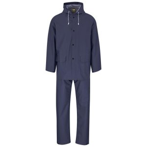 Light Hurricane Rubberised Polyester/PVC Rainsuit - Navy