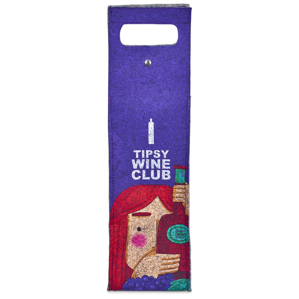 Hoppla Velto RPET Felt Single Wine Bottle Carrier - Image 3