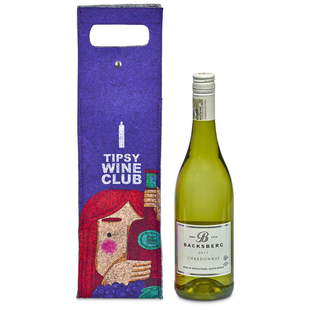 Hoppla Velto RPET Felt Single Wine Bottle Carrier - Image 7