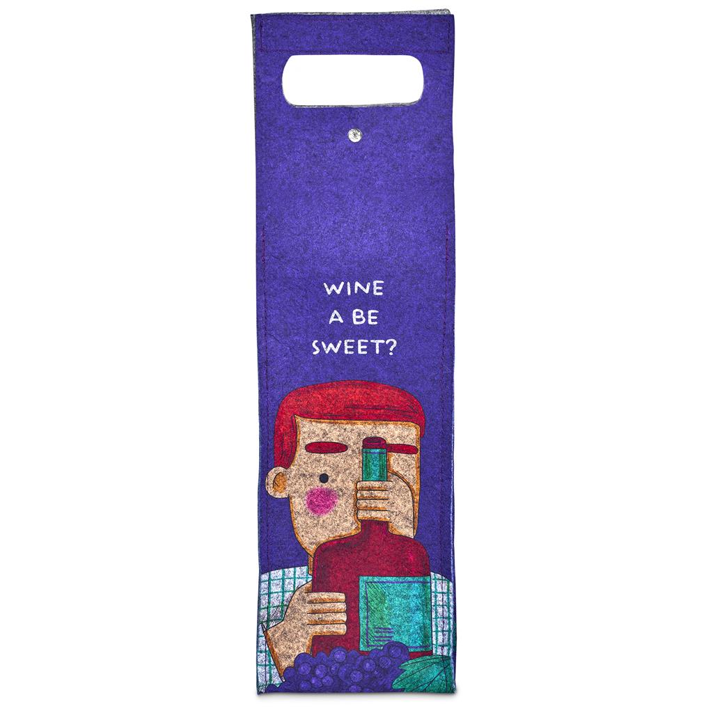 Pre-Printed Sample Hoppla Velto RPET Felt Single Wine Carrier - Image 3