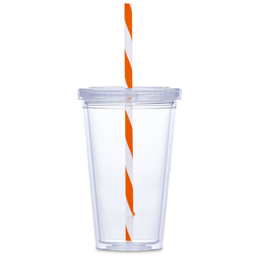 Malibu Double-Wall Plastic Tumbler & Straw - 470ml - Image 6