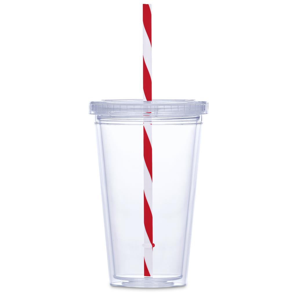 Malibu Double-Wall Plastic Tumbler & Straw - 470ml - Image 10