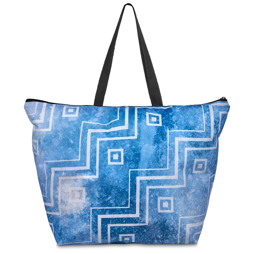 Pre-Printed Sample Hoppla Skyline Recycled PET Stitch-Bond Shopper With Zip - Image 7