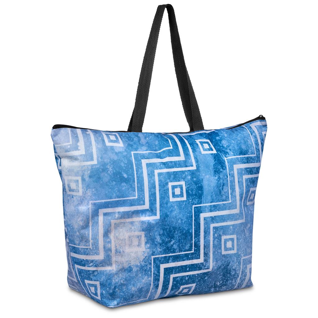 Pre-Printed Sample Hoppla Skyline Recycled PET Stitch-Bond Shopper With Zip - Image 6